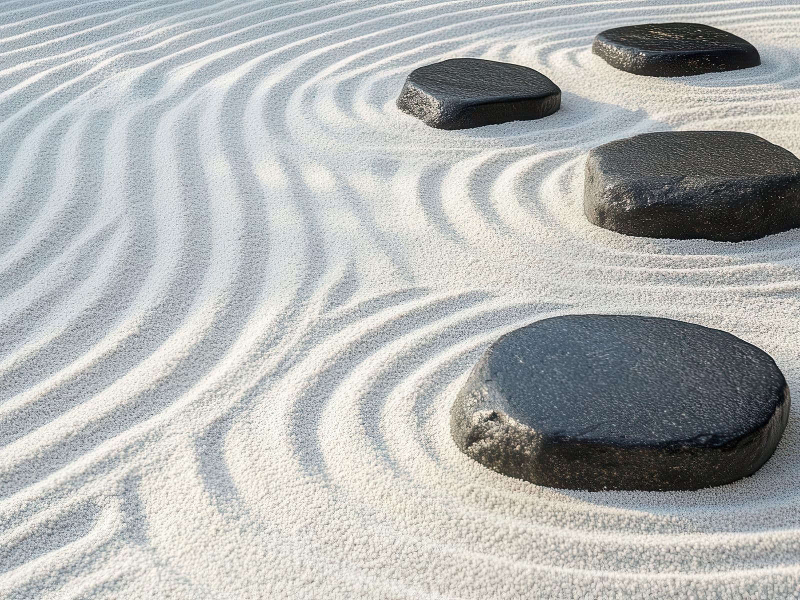 Raked gravel zen garden