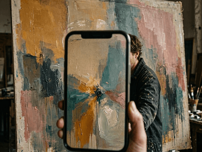 The Feed Is Not a Studio Visit — inline illustration (abstract_painterly, MAI-Image-2.5-Pro)