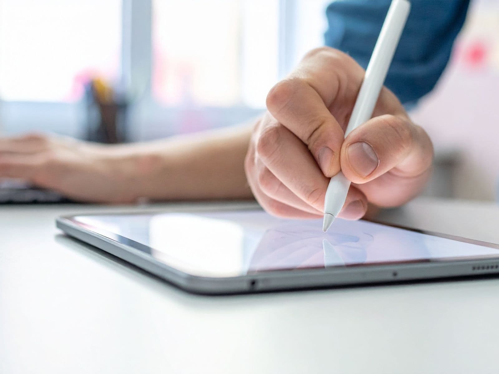 Artist drawing on a tablet